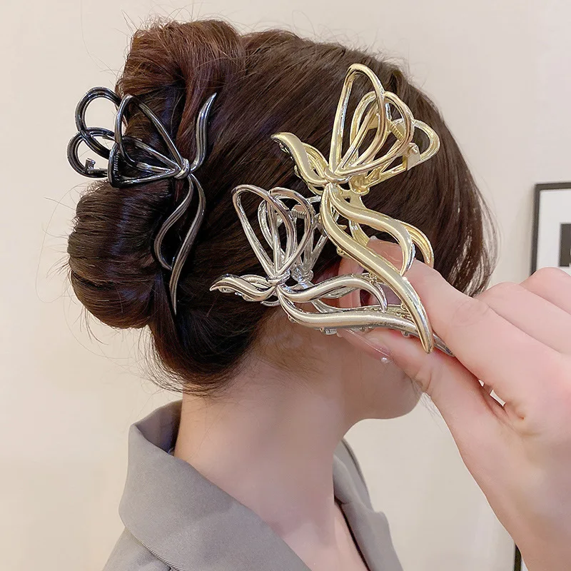 

Hollow Bows Crab Hair Clips for Girls Metal Cute Large Hair Claw Clip Korean Women Hair Accessories 2023 Trendy Hair Ornaments