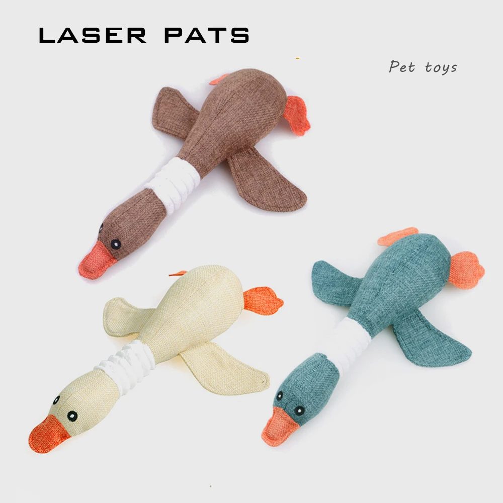 

Fun Pet Toy Goose Shape Corduroy Chew Toy For Dogs Puppy Squeaker Squeaky Plush Bone Molar Dog Toy Pet Training Dog Accessories