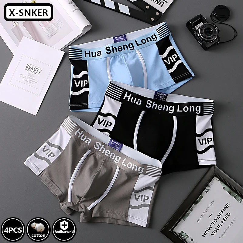 4Pcs Men Boxer Shorts 3A Graphene Man Underwear Cotton Breathable Boxers Boxershorts Sexy Underpants Men's Panties Wholesale