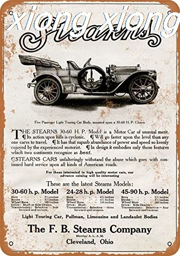 Металлический знак-1908 Stearns моторные автомобили-винтажный вид