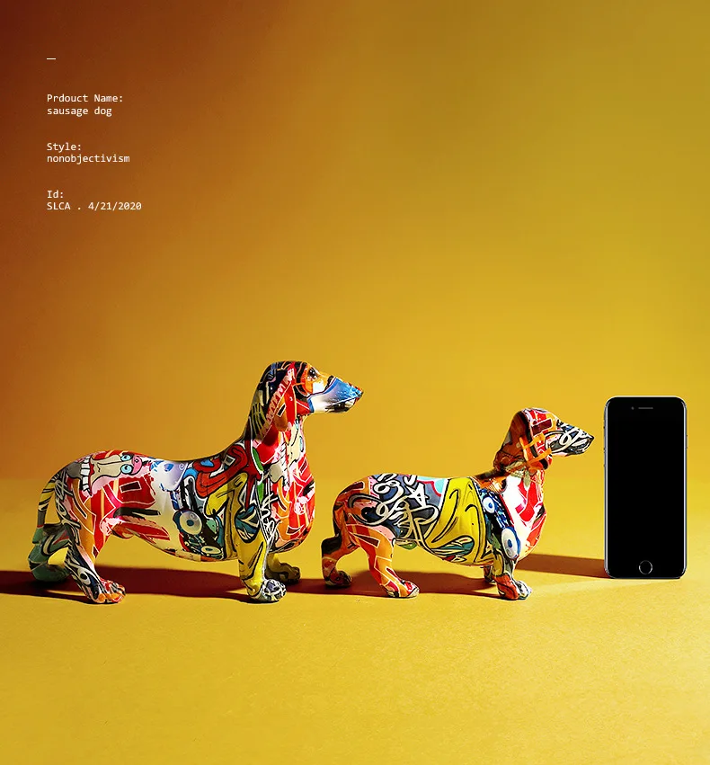 

Creative Hot Sale Home Decoration Wine Cabinet Desktop Crafts Modern Painted Colorful Dachshund Dog Office Decor Home Decore