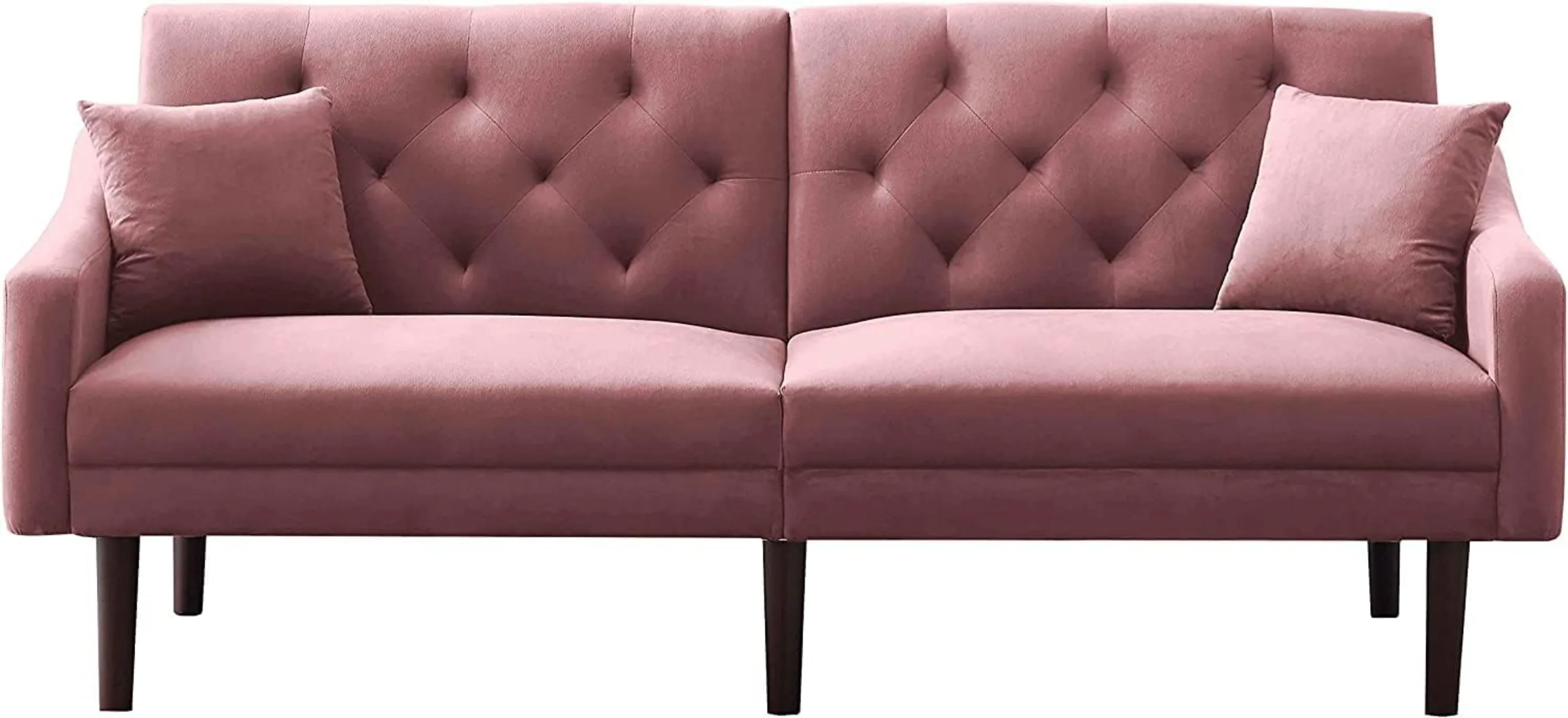Convertible Sleeper Futon Sofa with 2 Pillows Pink 4