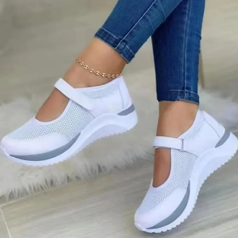 Woman Sneakers New Fashion Casual Shoes Mesh Breathable Designer Velcro Outdoor Walking Zapatos De Mujer