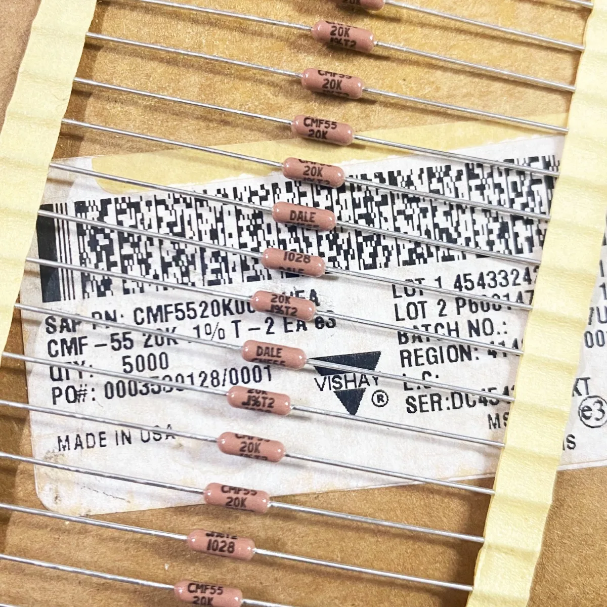 50 шт./CMF-55 20K 0 1% 1/4 Вт 2002B CMF5520K000B военные стандартные металлопленочные резисторы