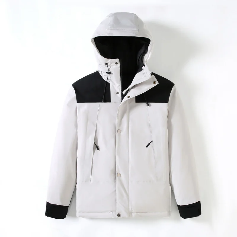 Duck Winter White Down Men And Women Patchwork Puffer Jacket Hooded Collar Windbreaker Thickening Outdoor Couple Coat