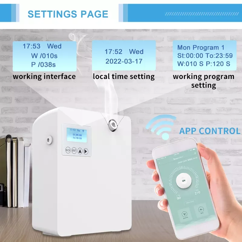 

NEW2023 300ml Smart Aroma Diffuser Machine Wall Mounted Air Lonizer Essential Oil Diffuser Air Purifier With WIFI Control For Ho