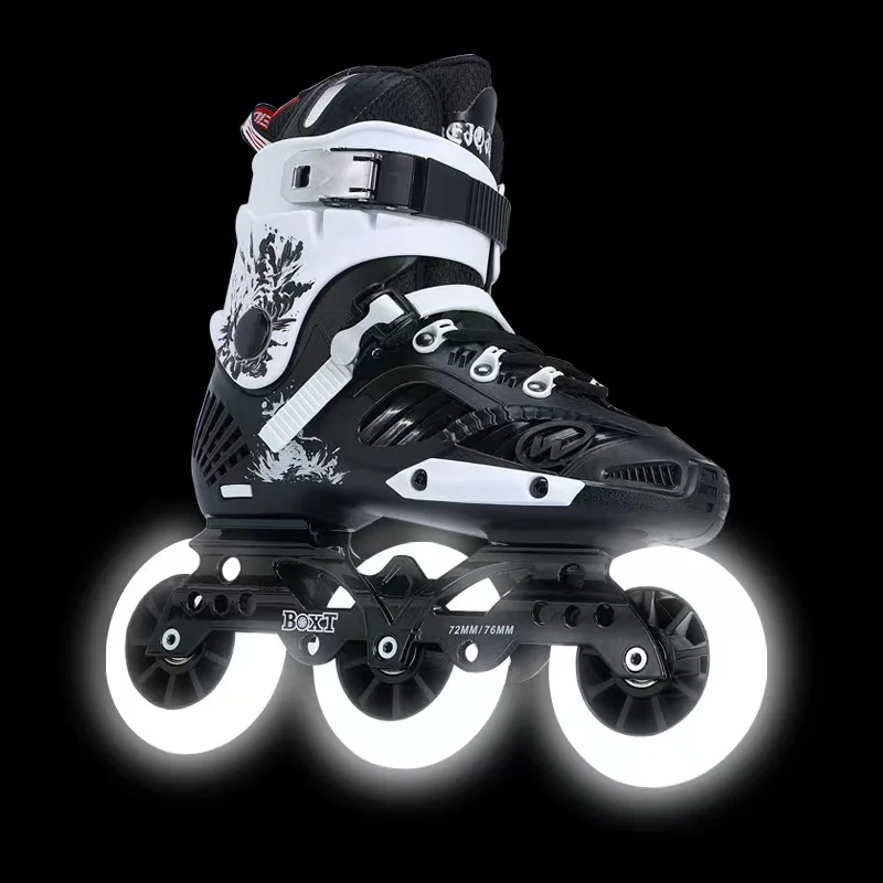 Professional Big Three-wheel Speed Skates Shoes Patines Plus 8 Small Wheels Adult  Racing Roller Skating Sneakers For Beginners