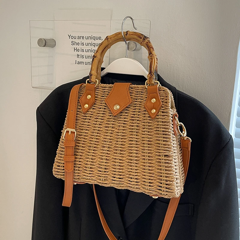 Straw Bags for Women 2023 Summer Rattan Bag Handmade Woven Beach Bag Bohemia Bali handbags tote bag shoulder crossbody bag purse