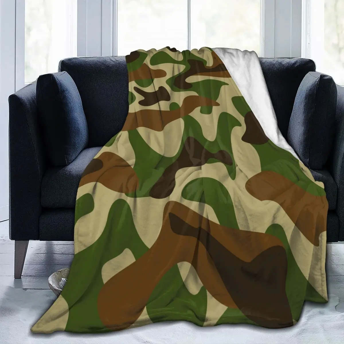 

Flannel Blanket Camouflage Light Thin Mechanical Wash Warm Soft Blanket Throw on Sofa Bed Travel Patchwork