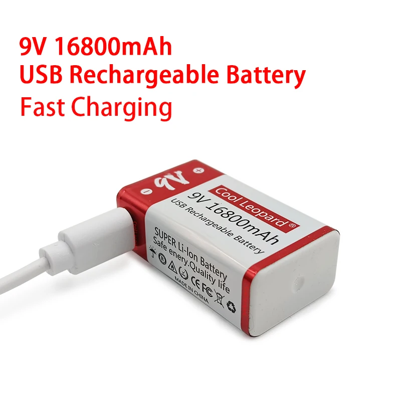 

9V 16800mAh USB Rechargeable Lithium Battery,For Remote Control Of Helicopter Model Microphone KTV Li-ion Battery