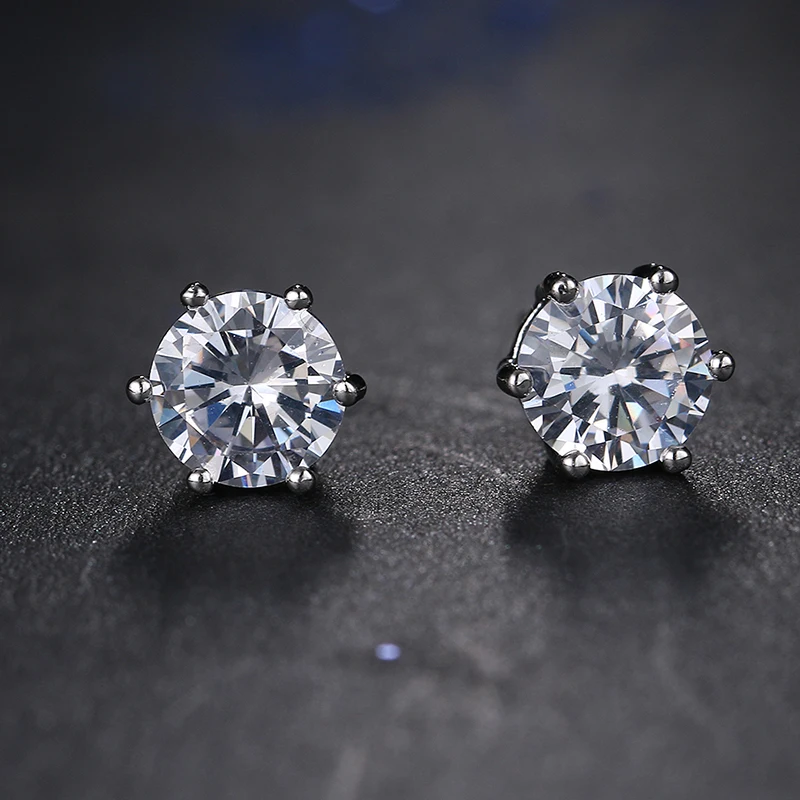 

Luxury Zircon Female Small Round Stud Earrings Vintage Silver Color Wedding Jewelry Crystal Stone Earrings for Women