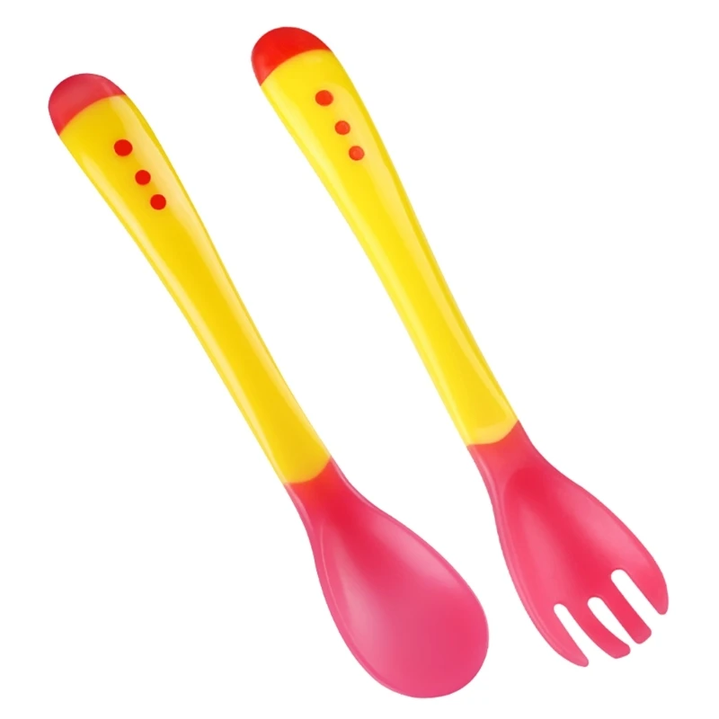 

Temperature Sensing Fork Spoon Infant Tableware Set Baby Dinnerware Tool