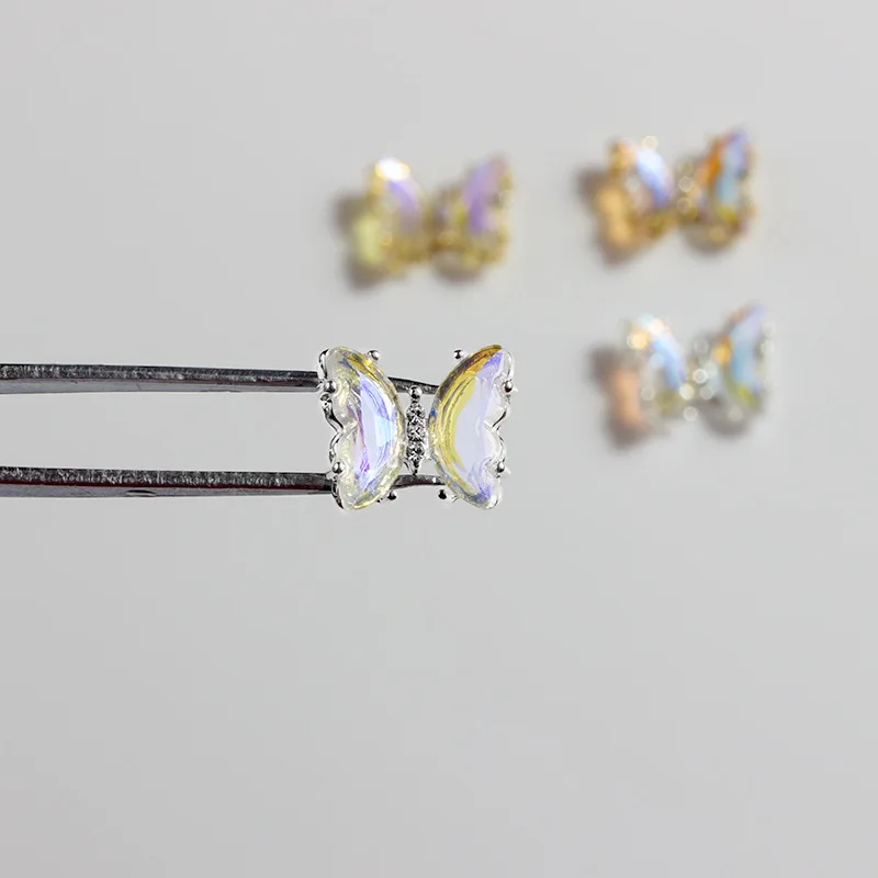 

10pcs/set Nail Art Butterfly Jewelry Stereo Aurora Symphony AB Shining Crystal Butterfly DIY Nail Art Jewelry