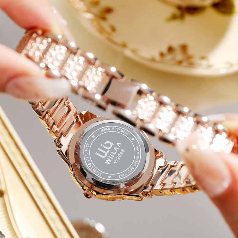 WIILAA Women Watches Fashion Diamonds Stainless Steel Strap Ladies Watch Waterproof Quarzt Wristwatch Female Relogio Feminino