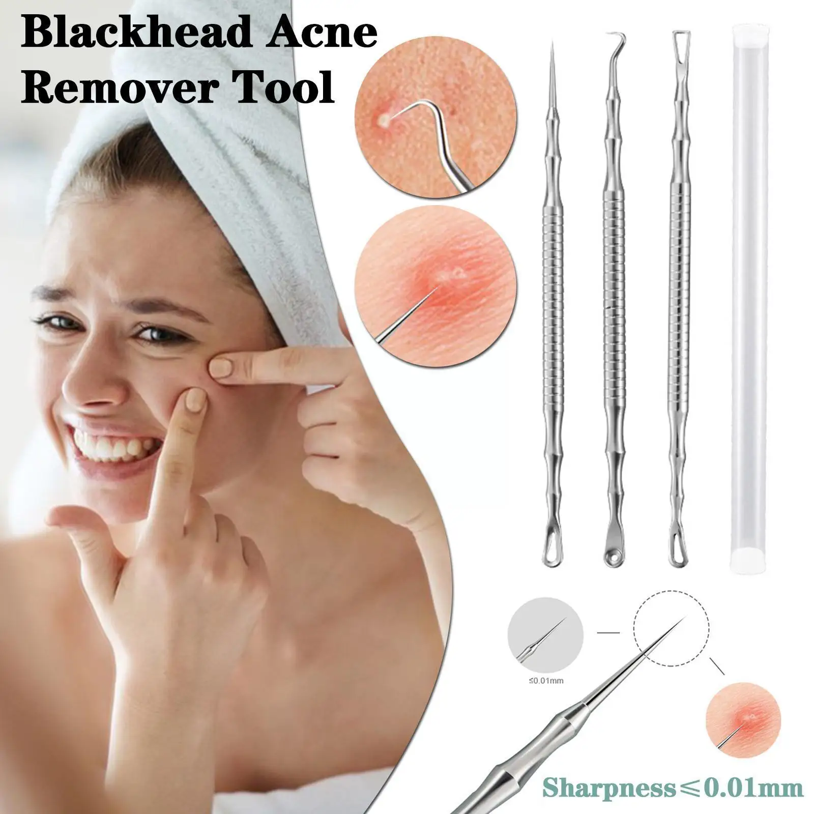 

Ultra-fine Acne Needle Blackhead Steel Pimple Extractor Acne Deep Facial Pore Squeeze Whitehead Cleanser Cleansing O8I7