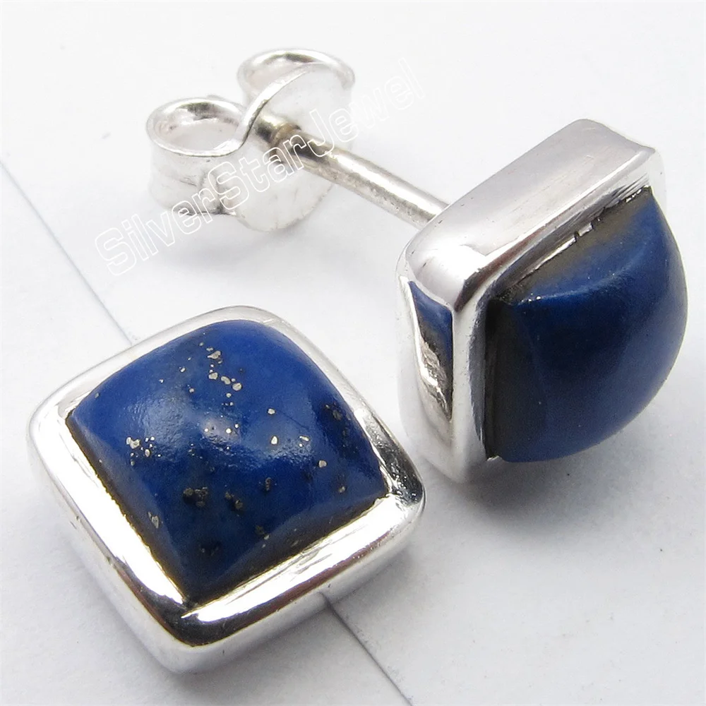 

Many Color Square Classic Semi-precious Stone Stud Earrings 0.8 CM