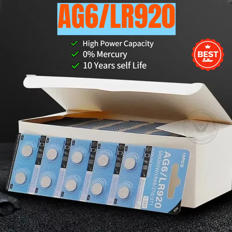 Батарейки-таблетки 1 55 В AG6 371 SR920SW LR920 SR927 171 370 L921 LR69 SR920