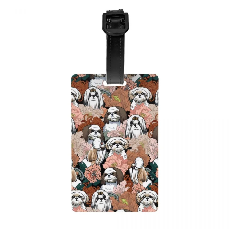 

Shih Tzu, жетоны для багажа с изображением собак и цветов для чемоданов, забавные Жетоны для багажа с животными, Обложка для личной безопасности, идентификационная карточка с именем