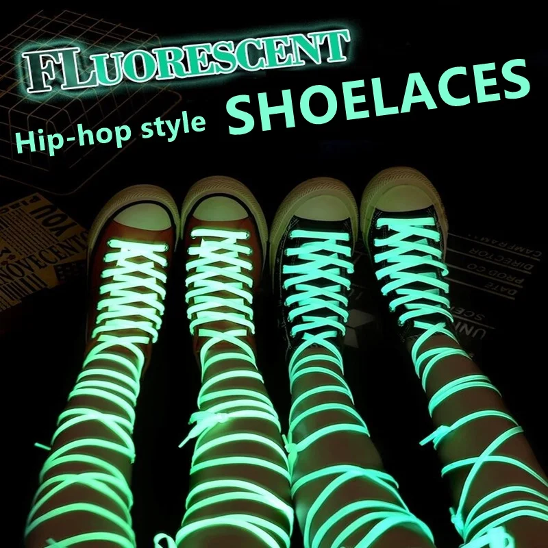 

1 Pair 100CM Luminous Shoelaces Flat Sneakers Canvas Shoe Laces Glow In The Dark Night Fluorescent Shoelace 6 Colors
