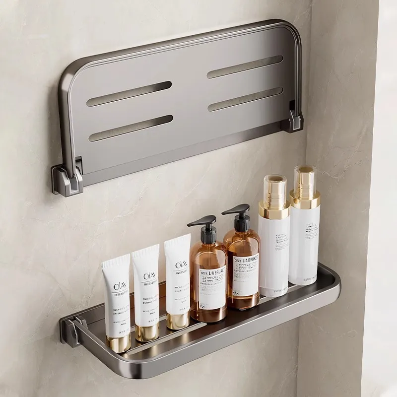 

Folding Bathroom Rack Makeup Bottle No Punching Wash Table Toilet Wall Storage Shelf