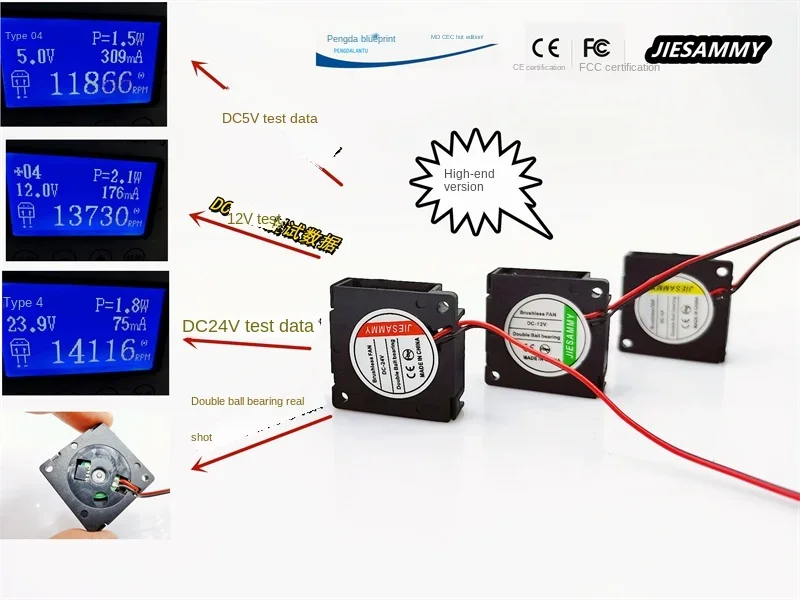 JIESAMMY высокоскоростной турбодувочный 3010 с двойным шарикоподшипником 24 В 12 5 мини 3