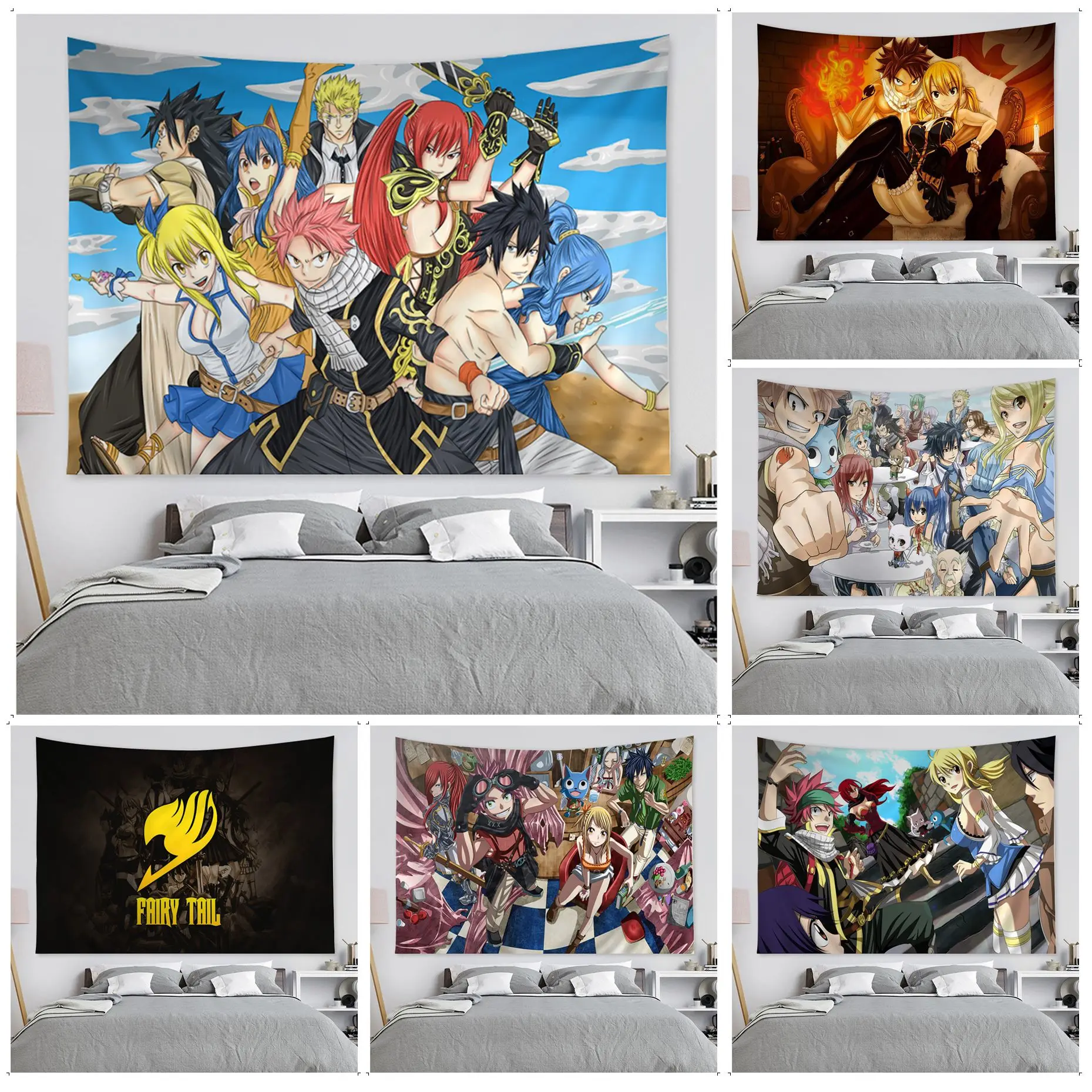 

Fairy Tail Anime Colorful Tapestry Wall Hanging Cheap Hippie Wall Hanging Bohemian Wall Tapestries Mandala Decor Blanket
