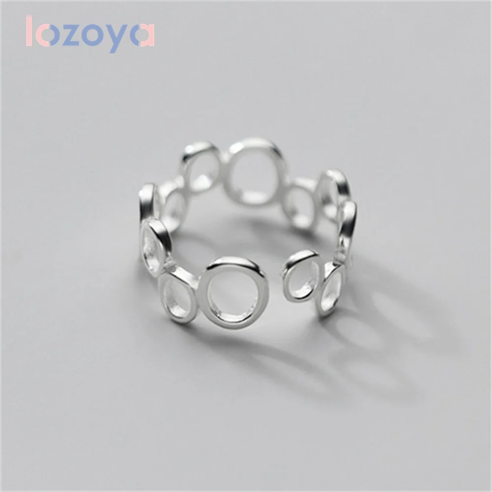

Lozoya 925 пробы серебряные кольца для женщин, роскошные ювелирные изделия, темпераментные полые геометрические овальные кольца, индивидуальны...