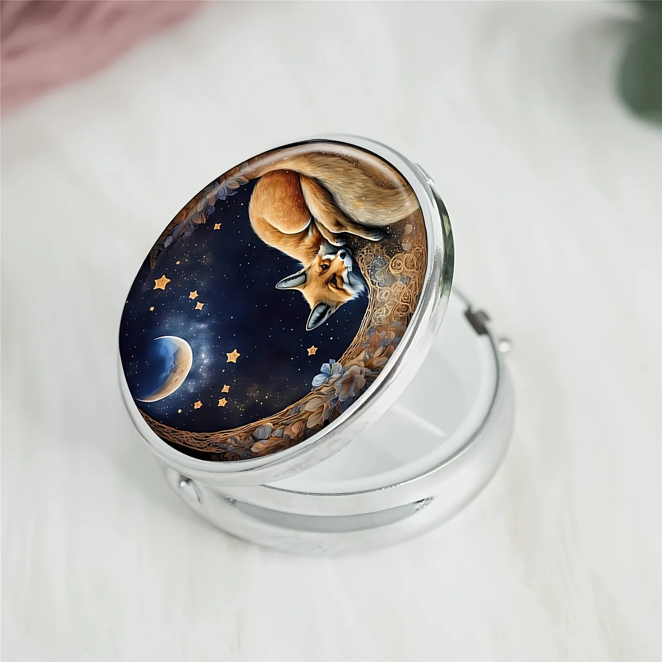 ity okrągłe pudełko na pigułki Fox przenośne do przechowywania leków w gospodarstwie domowym apteczka z 3 siatkami podróży i biura świeżym