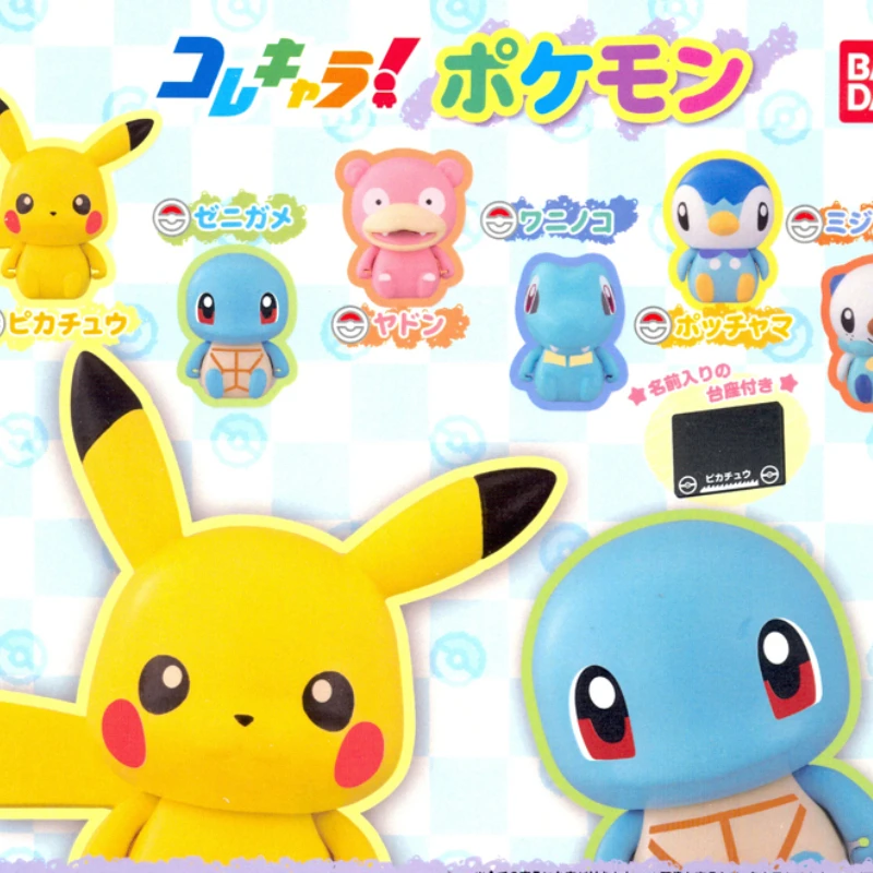 

Original Bandai Pokemon Figures Capsule Toys Pikachu Anime Action Figurine Slowpoke Squirtle Cute Kawaii Pedestal Gashapon Gift