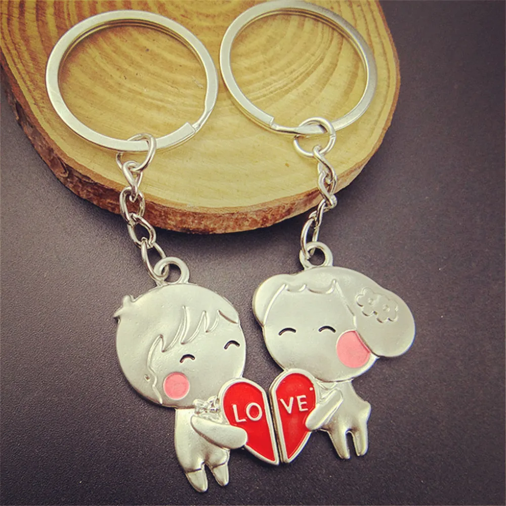 

Fashion Male and Female Lovers Key Chain Heart Shaped Love Bag Car Keyring Pendant Accessories Valentine's Day Couple Gift