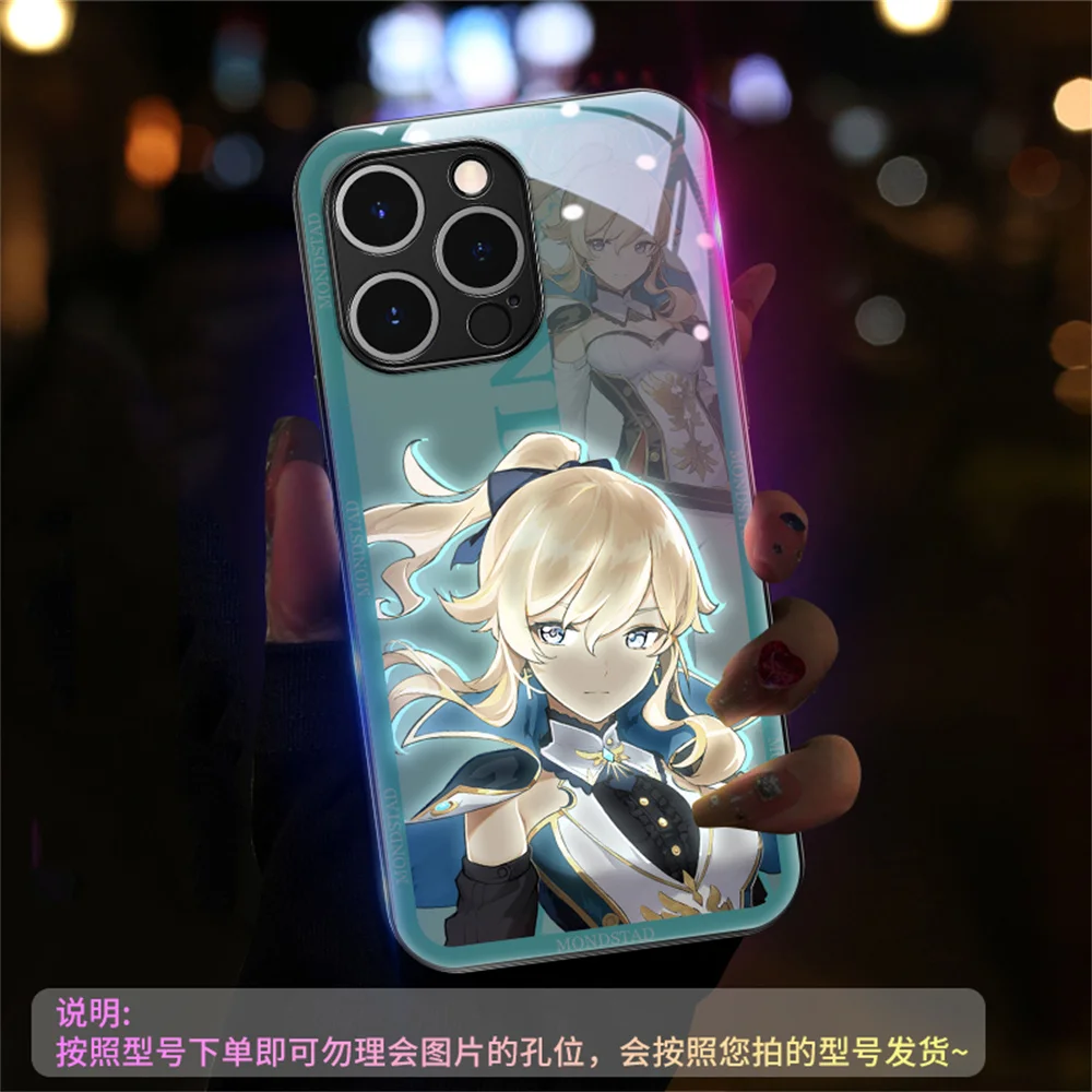 2025 Cool Hero Of Genshin Sound Control Чехлы со светодиодной вспышкой Светящаяся стеклянная