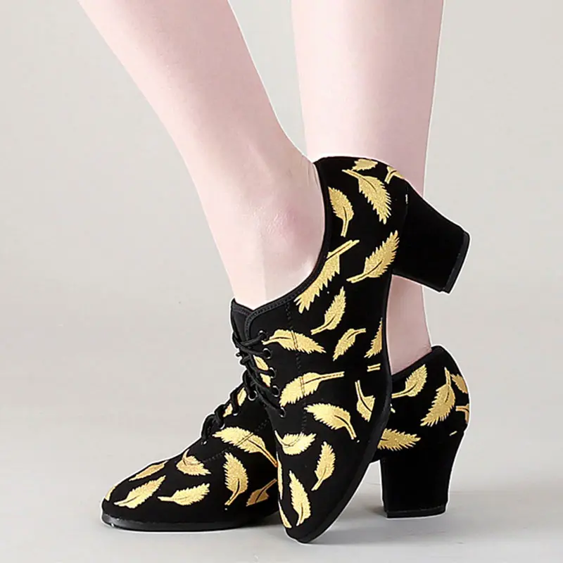 Women's Modern Latin Dance Shoes Ballroom Jazz Salsa Dancing Shoes 3cm 5cm Heels Soft Girls Ladies Practice Tango Dance Sneakers