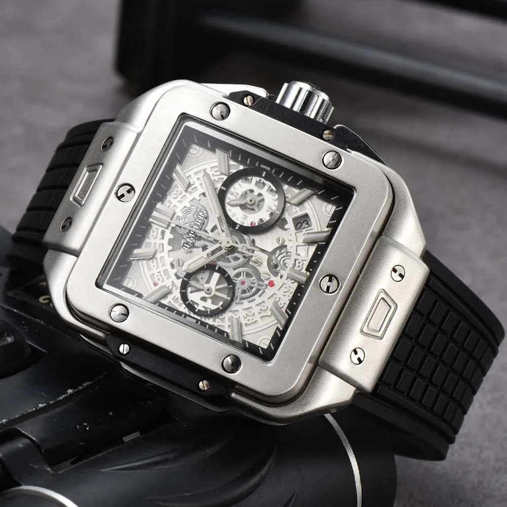 

AAA Top Fashion Original Brand Watches For Mens Luxury Multifunction Square Chronograph Watch Sports Automatic Date Quartz Clock