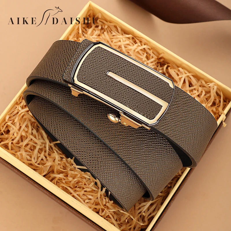 G letter Automatic Buckle Belts Men Luxury Famous Brand Designer Coffee Full Genuine Leather Fashion Exquisite Ceinture Homme