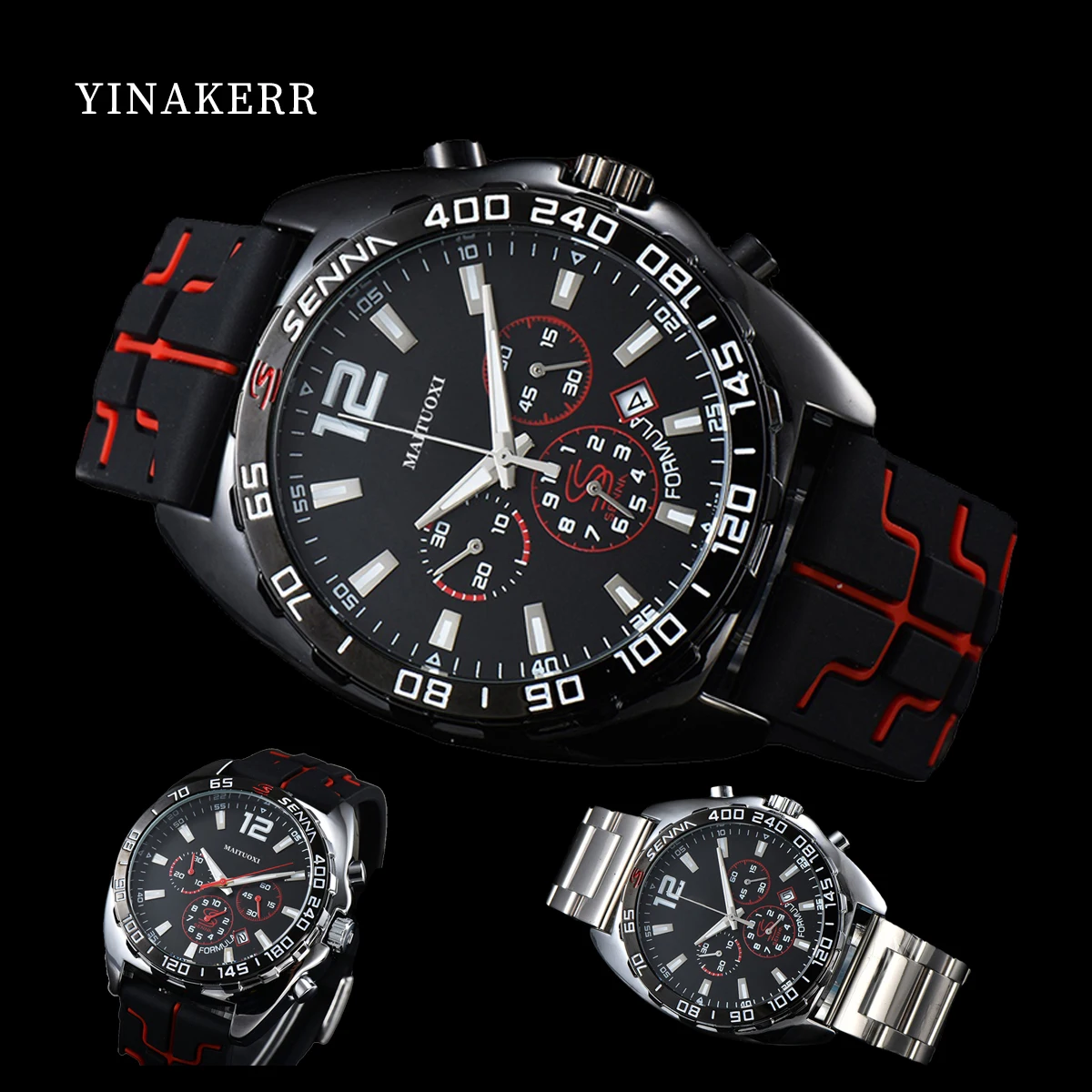 

Gift Men's Original Brand Top Luxury Quartz Watch Silicone Strap Chronograph Sporty Army Waterproof Clock Watches for Men