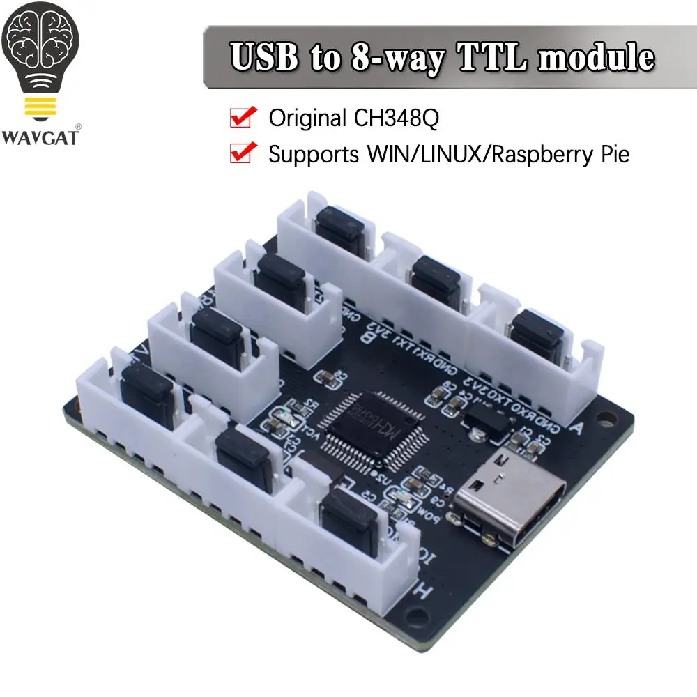8-канальный модуль последовательного порта USB в TTL CH348Q TYPE-C плата расширения порта