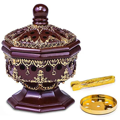 

Charcoal Incense Burner - Bakhoor Burner, Frankincense Resin Burner - for Office & Home Decor | Luxury Octagon