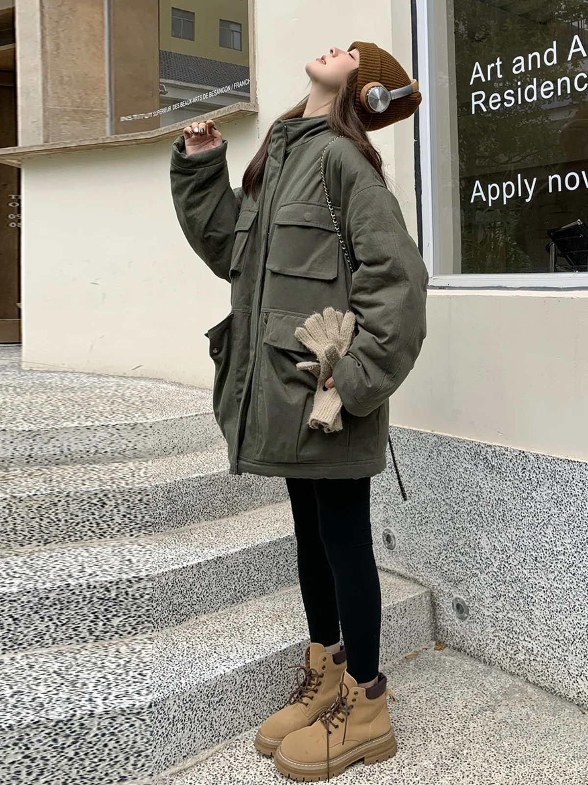 Армейская зеленая куртка-карго Parker на хлопковой подкладке зимняя женская новая