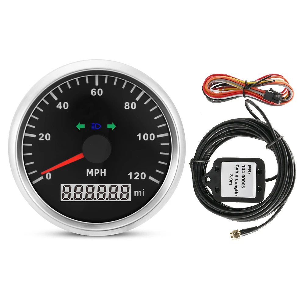 

85mm 9-32V 120MPH Waterproof GPS Speedometer Odometer Mileage Adjustable for Car Motorcycle