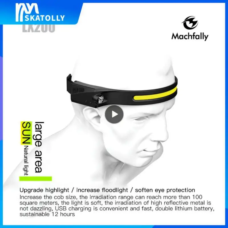 

Zoom Sensor Headlamp USB Rechargeable Outdoor Night Running Night Fishing Head Lamp Waterproof Infrared Warning LED Headlight