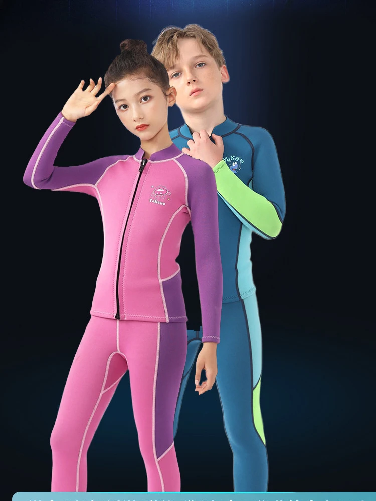 Гидрокостюм из 2 шт./компл. детский гидрокостюм неопрена 5 мм рубашка с длинными