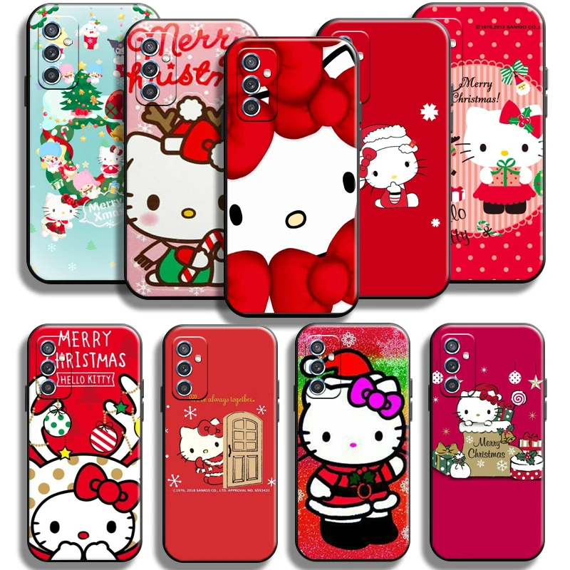 

Hello Kitty Kuromi Christmas For Samsung Galaxy M52 Phone Case Carcasa Back Full Protection Coque Funda Black Liquid Silicon