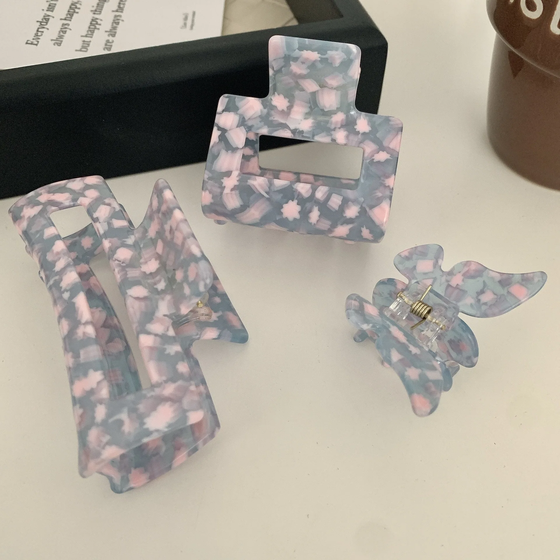 

Summer New Fashion Geometric Powderblue Hair Clip Claw Simple Acetic Acid Shark Clip Hair Accessories For Sweet Girls