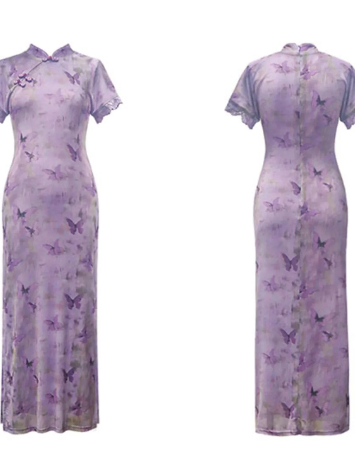 Новое китайское фиолетовое платье Sle женское летнее Элегантное приталенное