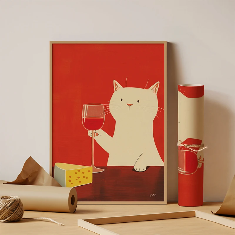Японский Стиль Забавный Постер С Котом-настенная Художественная Печать На