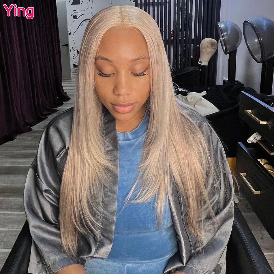 Light Ash Blonde Ying Hair 13X6 Bone Straight 13X6 Lace Frontal Wig 180% Brazilian Remy #613 13X4 Transparent Lace Front Wigs
