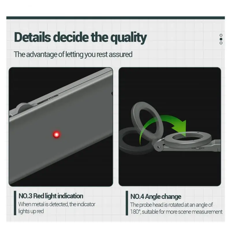 

Metal Probe Dm3004a Waterproof Sensitivity Rotate 180 ° Multi-role Measuring Instrument Scanner Red Light Detector