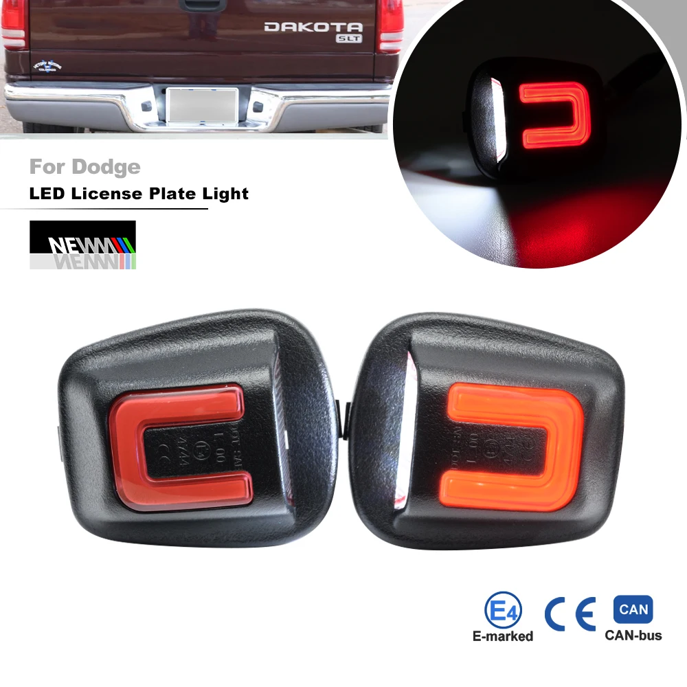 

2PCs OLED License Plate Light For Dodge Dakota 1997-2011 Mitsubishi Raider 2006-2009 Rear Bumper Tag Lamp Assy Kit 55055292