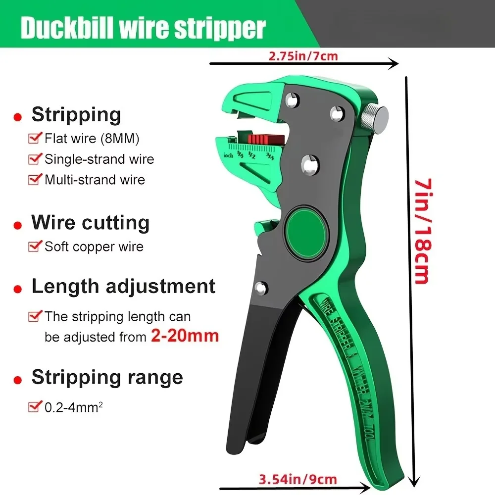 

Автоматический инструмент для зачистки проводов, плоскогубцы для зачистки проводов, диапазон от 0,2 до 4 мм, регулировка длины для электрика