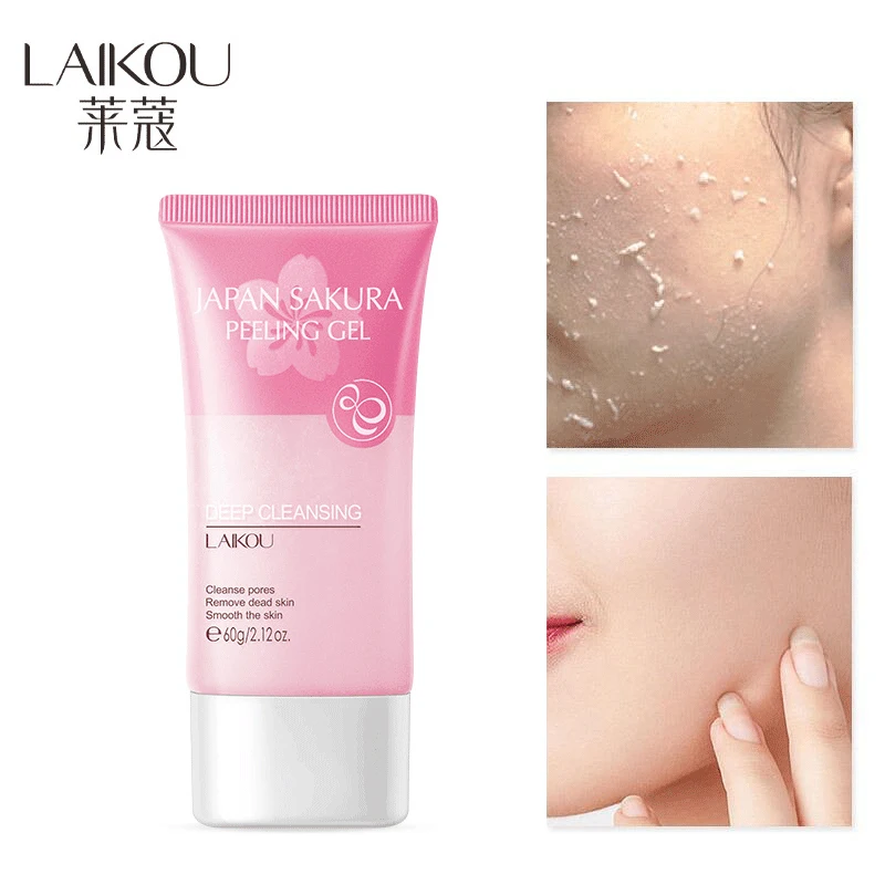 

LAIKOU Sakura Exfoliating Face Scrub Peeling Gel Remove Blackhead Acne Cleansing Pores Face Body Whitening Moisturizing Gel 60g